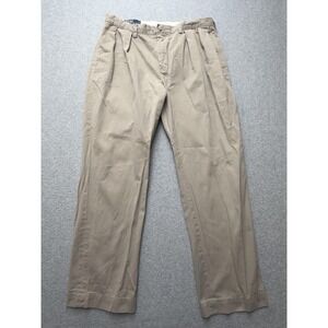 Polo Ralph Lauren Pants Mens 36x32 Beige Ethan Chino Pleated Classic Fit